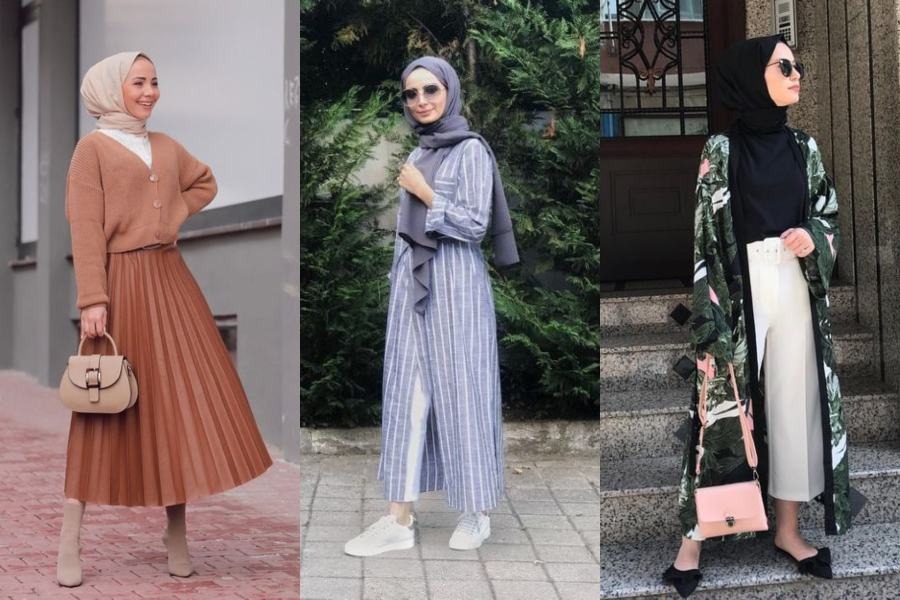 Ootd Cardigan Dan Rok Plisket - Ootd Hijab Rok Plisket Hitam - Hijab