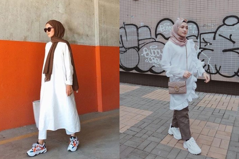 7 OOTD Tunik Putih Modern dan Kekinian untuk Hijaber Usia 20, 30, dan