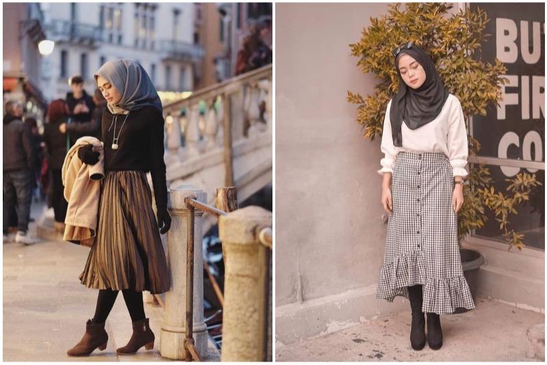 7 OOTD Hijab Rok Midi Agar Terlihat Kurus Dan Tinggi - Womantalk