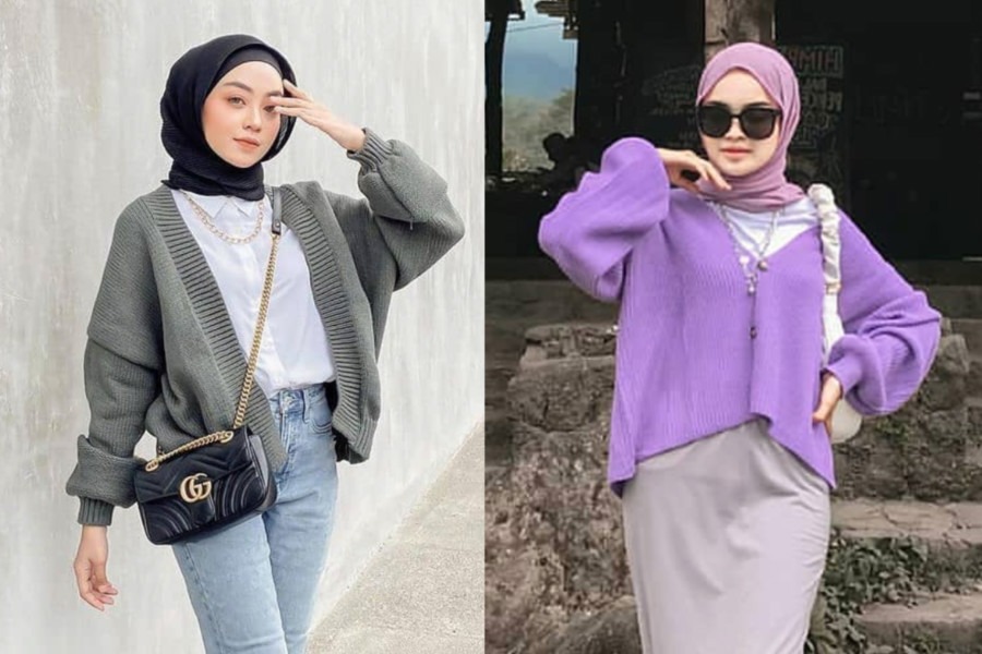 7 Ootd Hijab Dengan Cardigan Rajut Yang Cantik Dan Elegan Womantalk