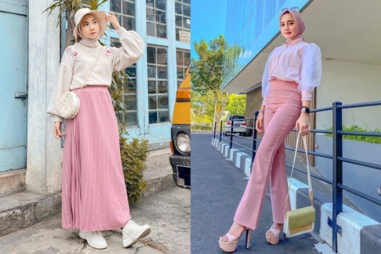 Ootd Hijab Dengan Rok Dan Celana Panjang Warna Pink Untuk Berbagai Bentuk Tubuh Womantalk