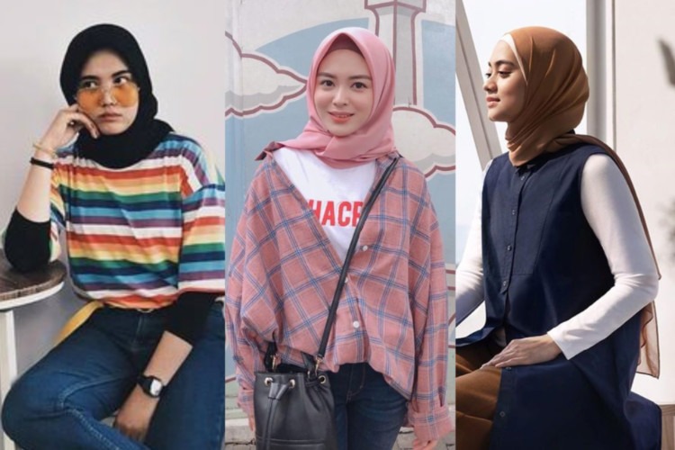 8 OOTD Padu Padan Hijab  dengan  Atasan Lengan Pendek 