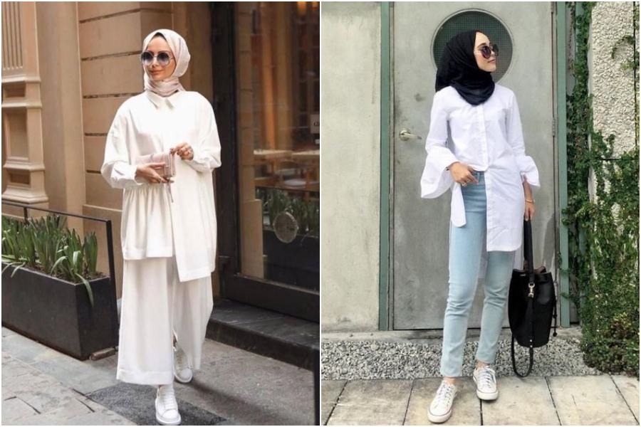 8 Inspirasi Mix And Match Kemeja  Putih Hijab Tanpa Ribet 