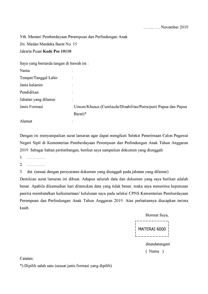 Contoh Format Surat Lamaran Cpns Tahun Ini Dan Format Surat Pernyataan Sexiz Pix 