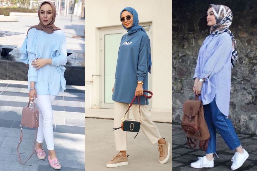 7 Warna  Hijab Selain Hitam yang Cocok  untuk Baju Biru  