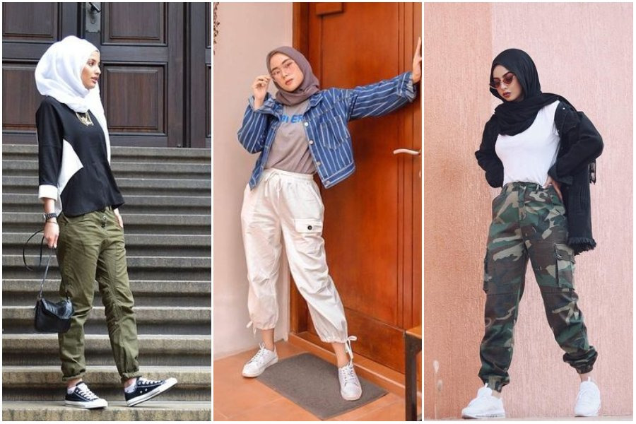 9 Ootd Celana Panjang Cargo Untuk Tampilan Santai Para Hijaber Womantalk