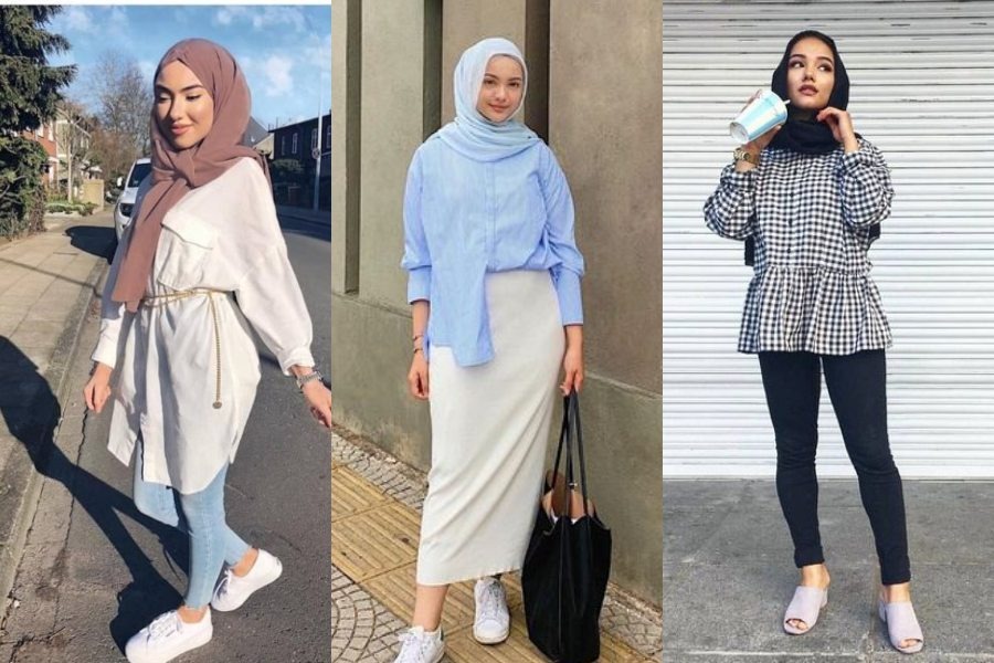 8 Style  Kemeja Dan Hijab Kekinian Untuk  Wanita  Pendek  