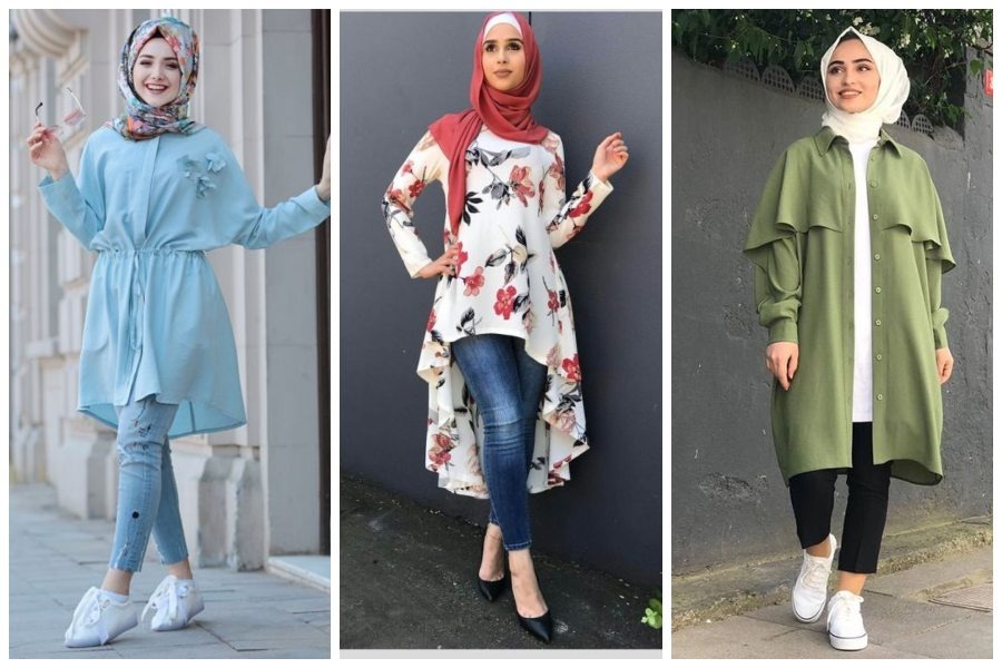 9 Padu Padan Hijab  dengan Baju Tunik dan  Celana  Jeans  Agar 