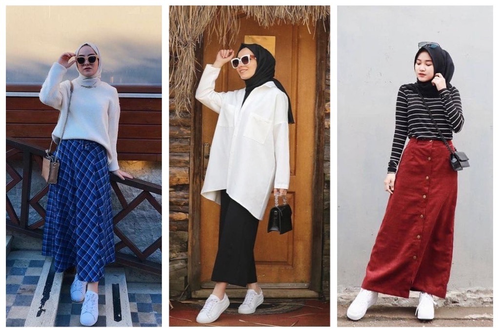 style hijab rok span casual