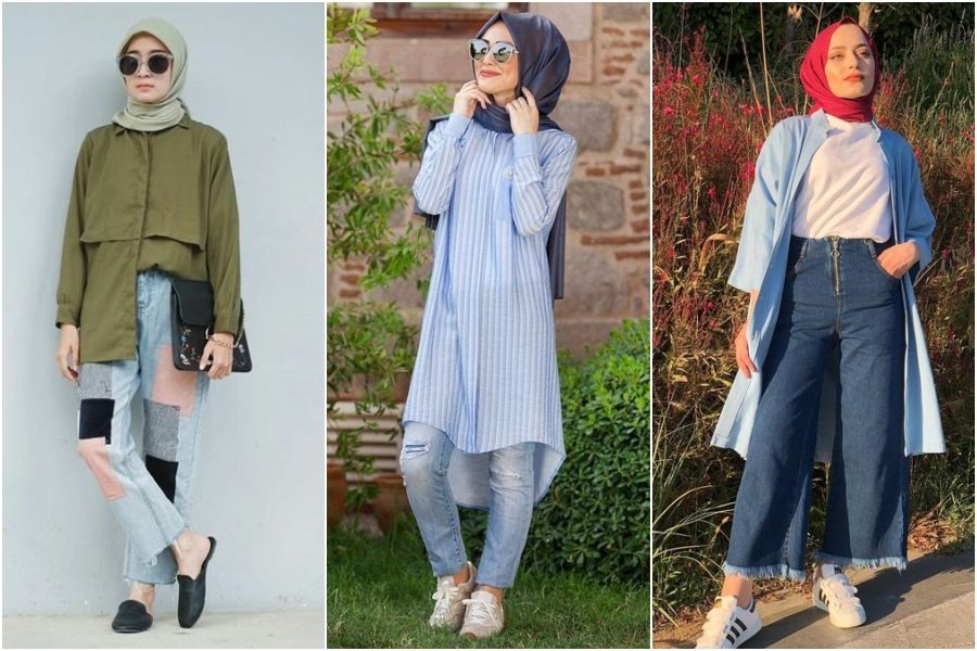 ootd jeans hijab